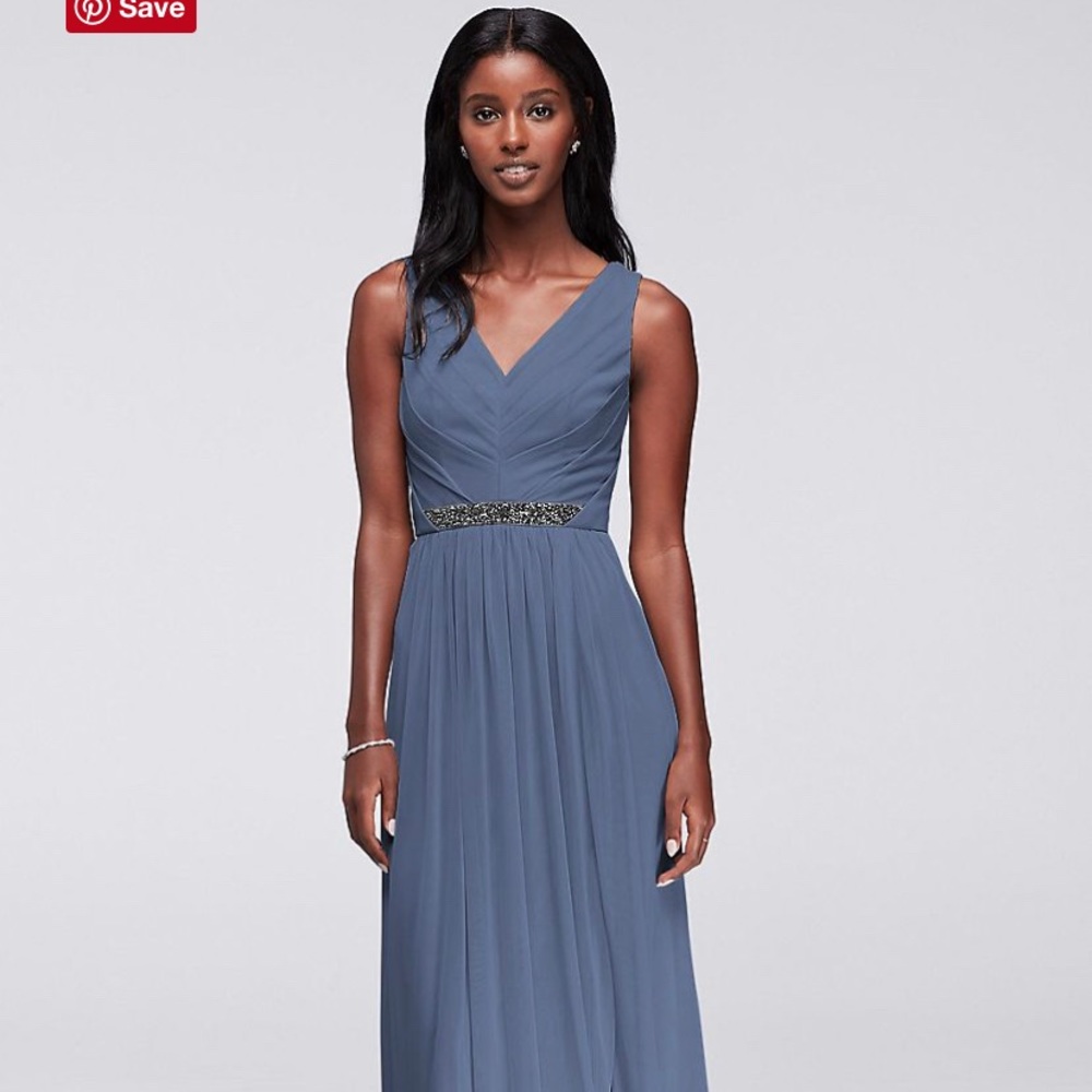 David’s Bridal bridesmaids dress Steel Blue sz 14